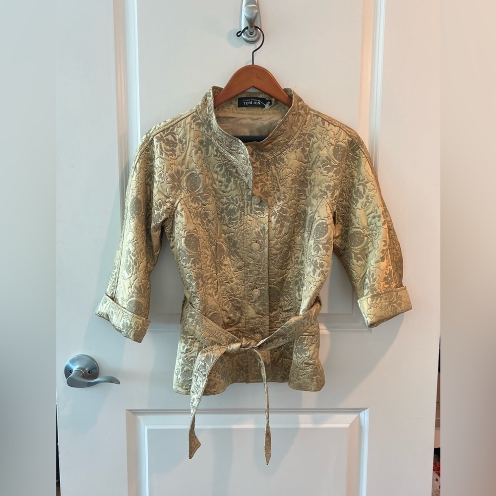 Teri Jon Floral Metallic Blazer